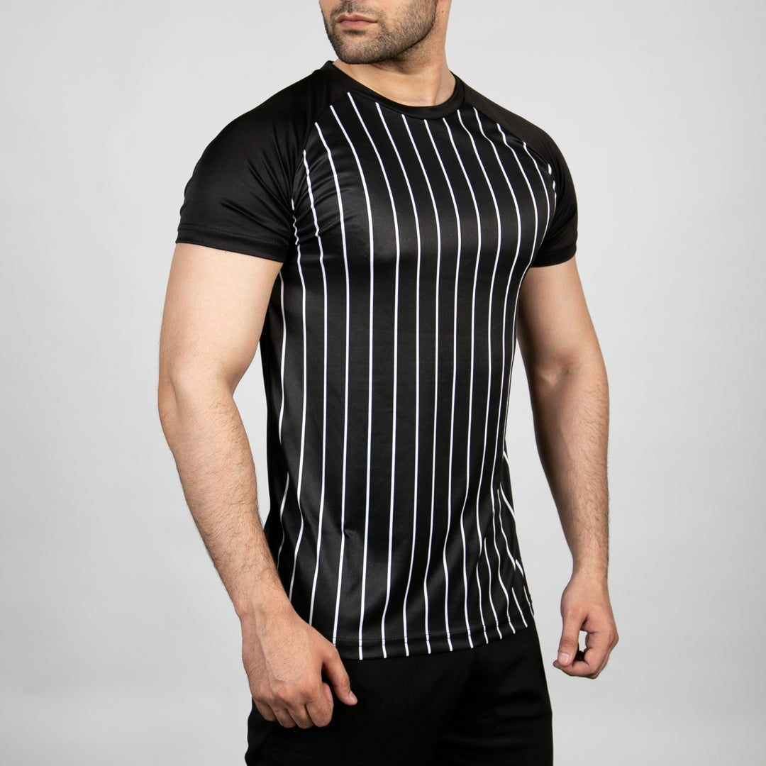 Black Quick Dry T-Shirt Striper