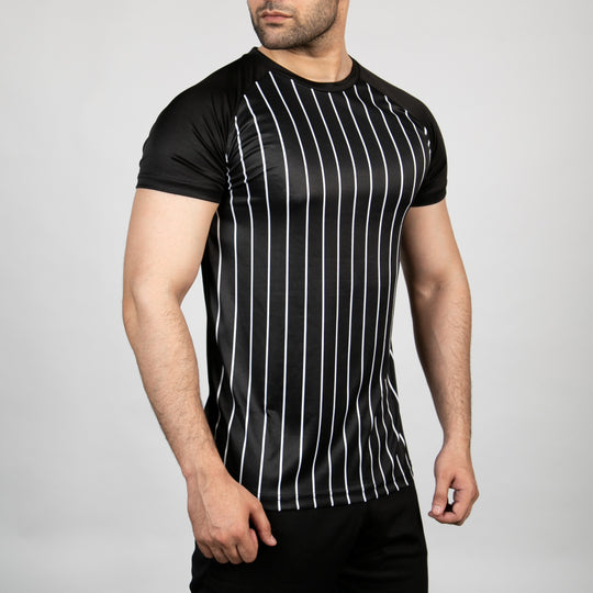 Black Quick Dry T-Shirt Striper