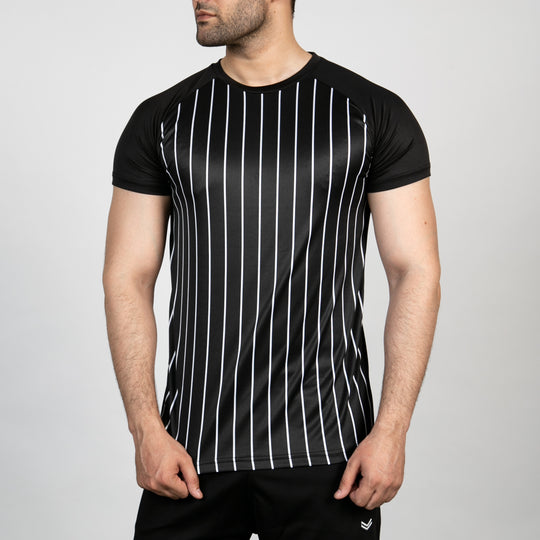 Black Quick Dry T-Shirt Striper