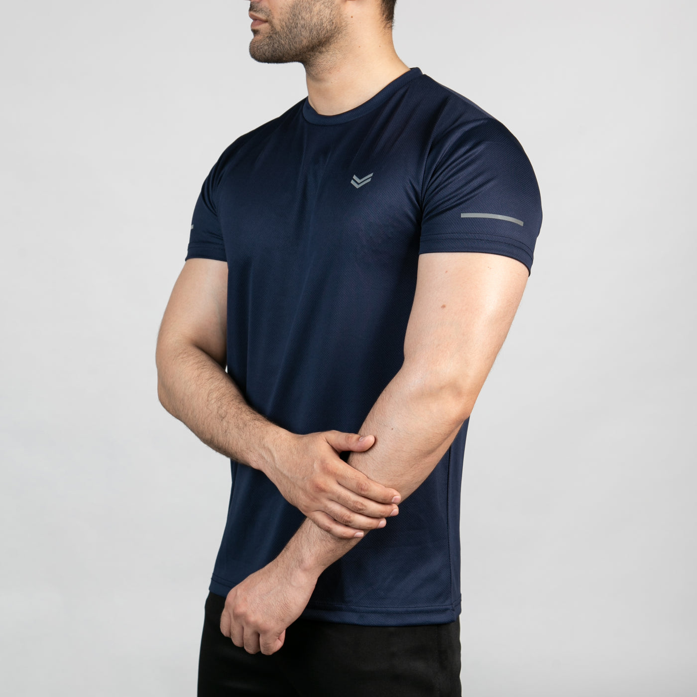 Navy Mesh Quick Dry T-Shirt With Reflective Detailing