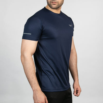 Navy Mesh Quick Dry T-Shirt With Reflective Detailing