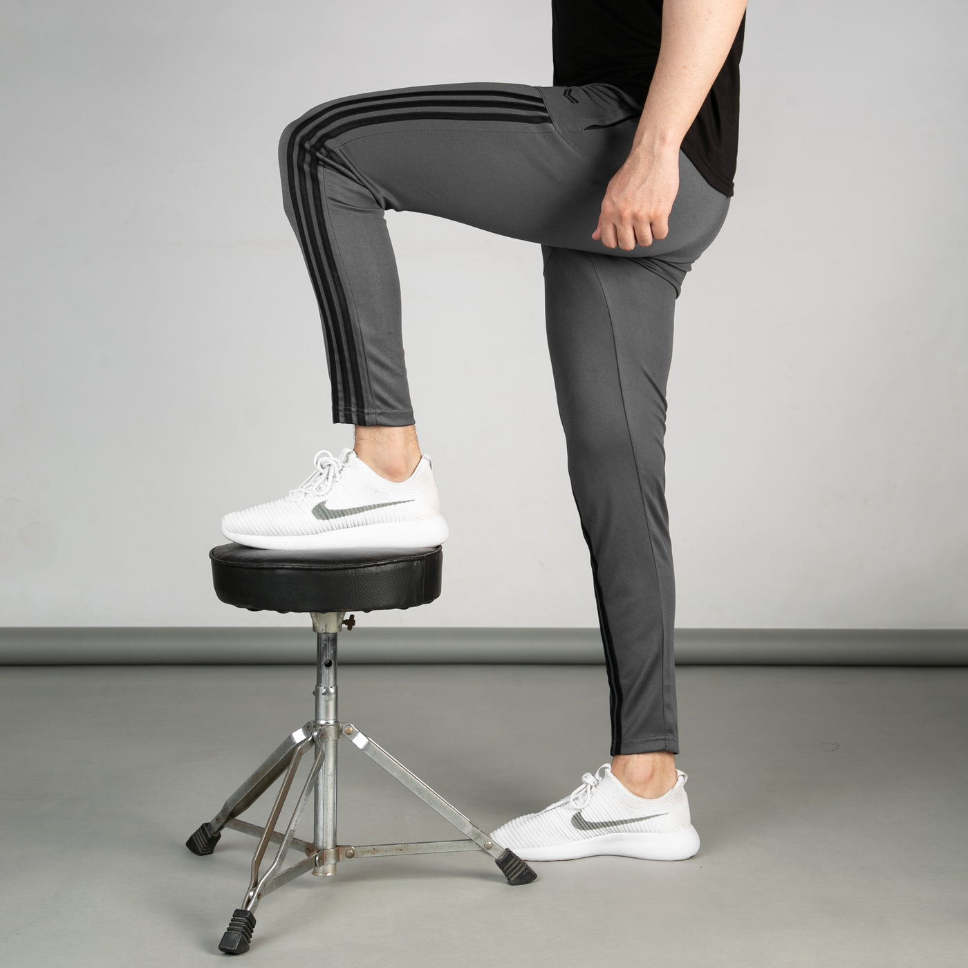 Gray Quick Dry Paneled Bottoms with Forward Three Black Stripes