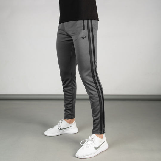 Gray Quick Dry Bottoms with Two Black Stripes