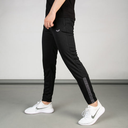 Black Breathable Mesh Bottoms with Sleek Hem & Gray Panels