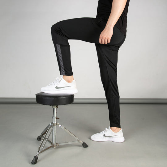 Black Breathable Mesh Bottoms with Sleek Hem & Gray Panels