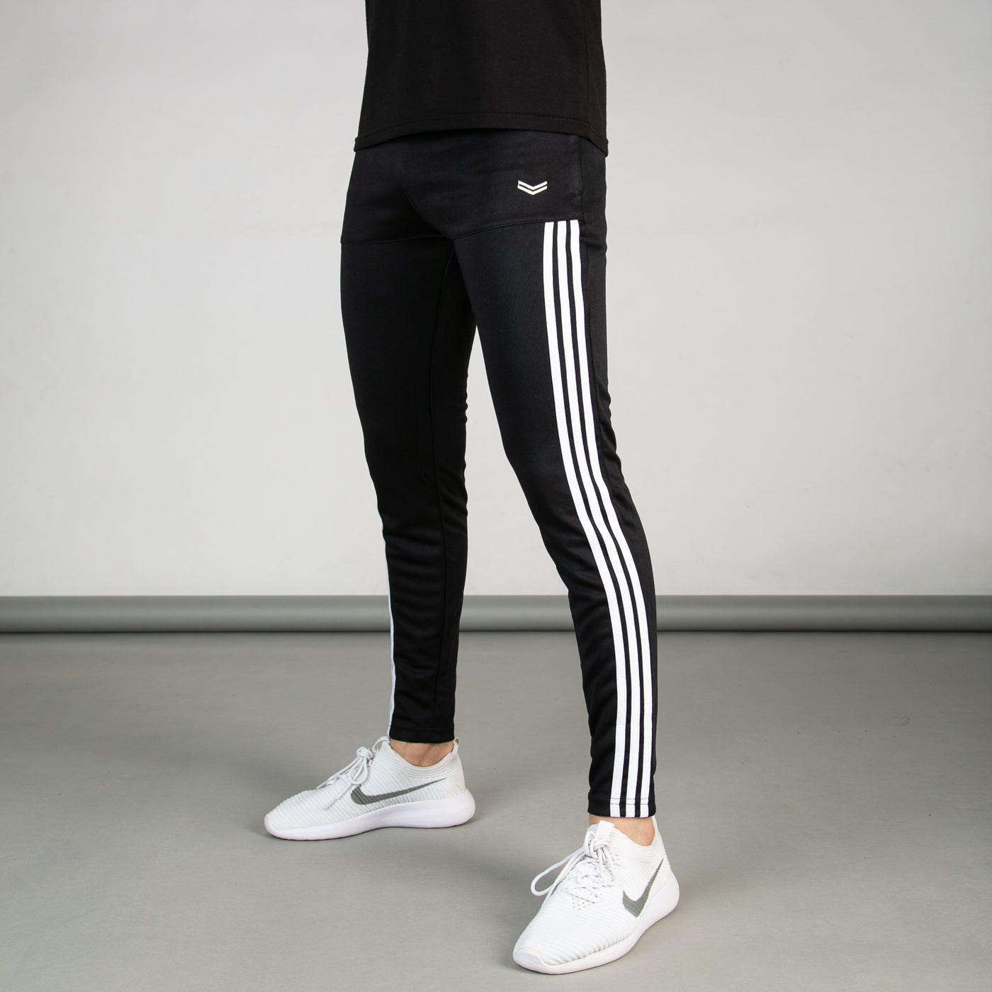 Black Quick Dry Paneled Bottoms with Forward Three White Stripes