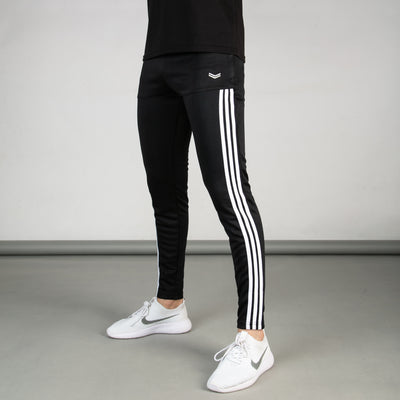 Black Quick Dry Paneled Bottoms with Forward Three White Stripes