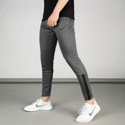 Gray Breathable Mesh Bottoms with Sleek Hem & Black Panels