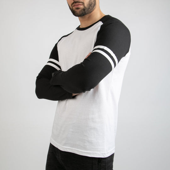 Striped Sleeves White Baseball Raglan