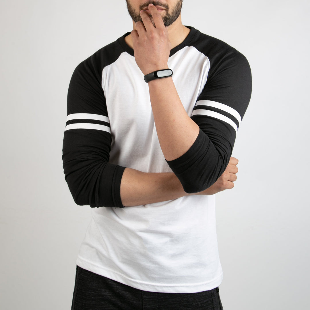 Striped Sleeves White Baseball Raglan