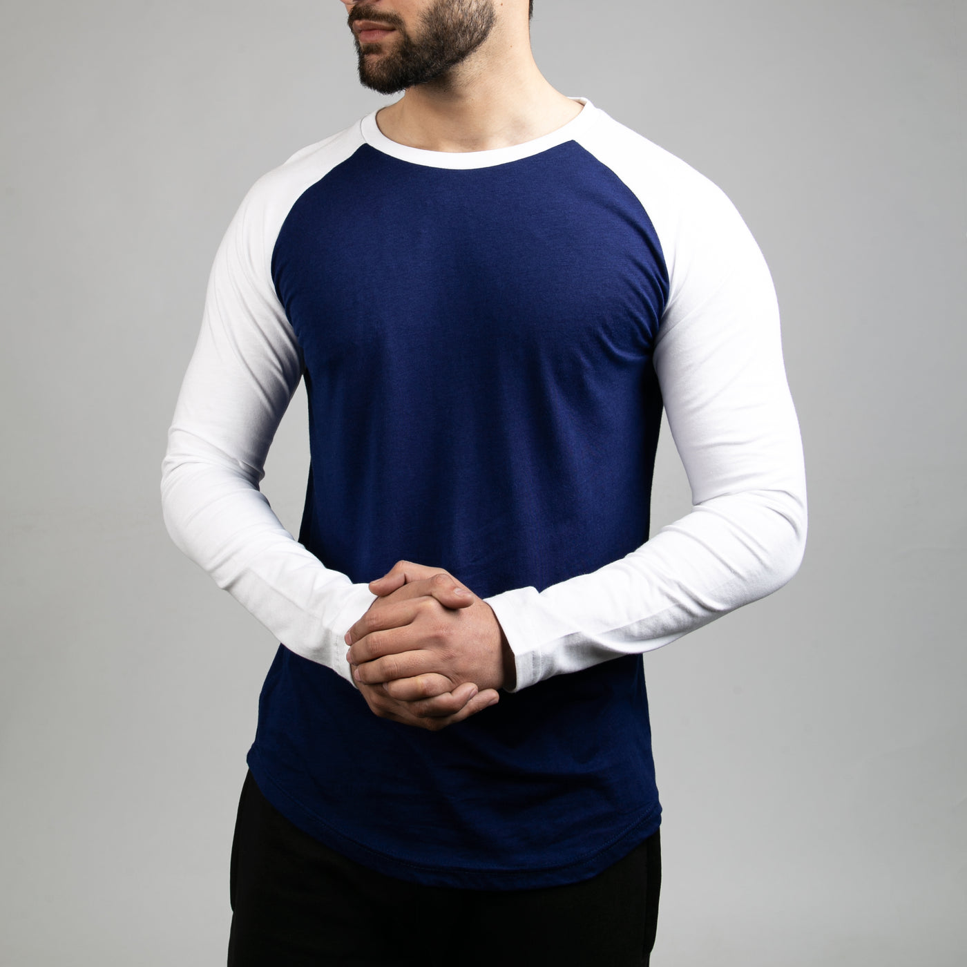 Midnight Blue & White Raglan