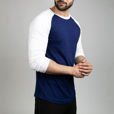 Midnight Blue & White Raglan