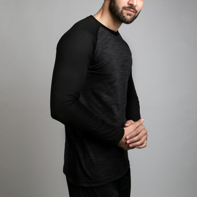 Black Melange Raglan