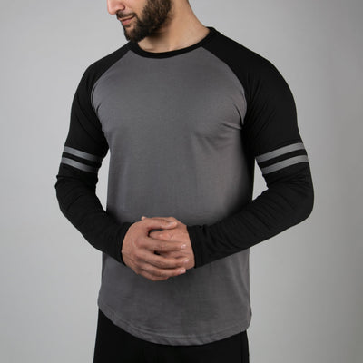 Striped Sleeves Smoke Gray Baseball Raglan