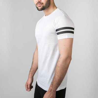 White Dual Striped Sleeves T-Shirt