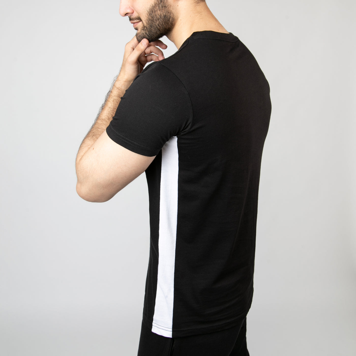 Black T-Shirt With White Side Panels