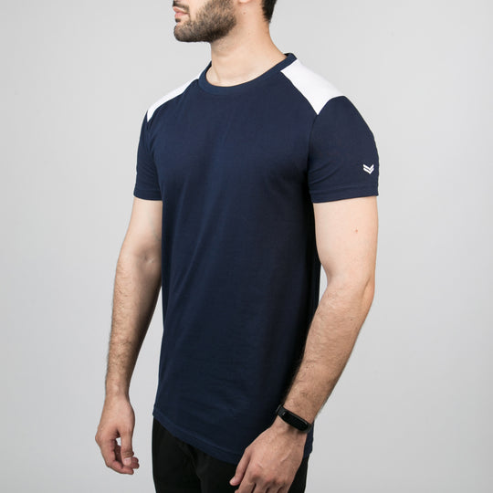 Navy Alpha Series Tee With Dual Arm Logos