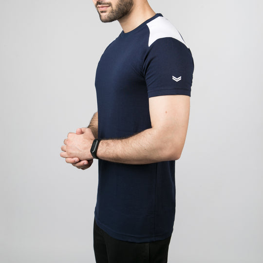 Navy Alpha Series Tee With Dual Arm Logos