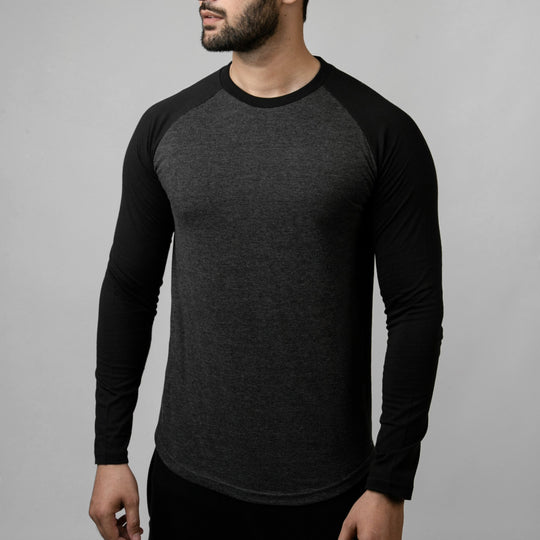 Charcoal & Black Raglan