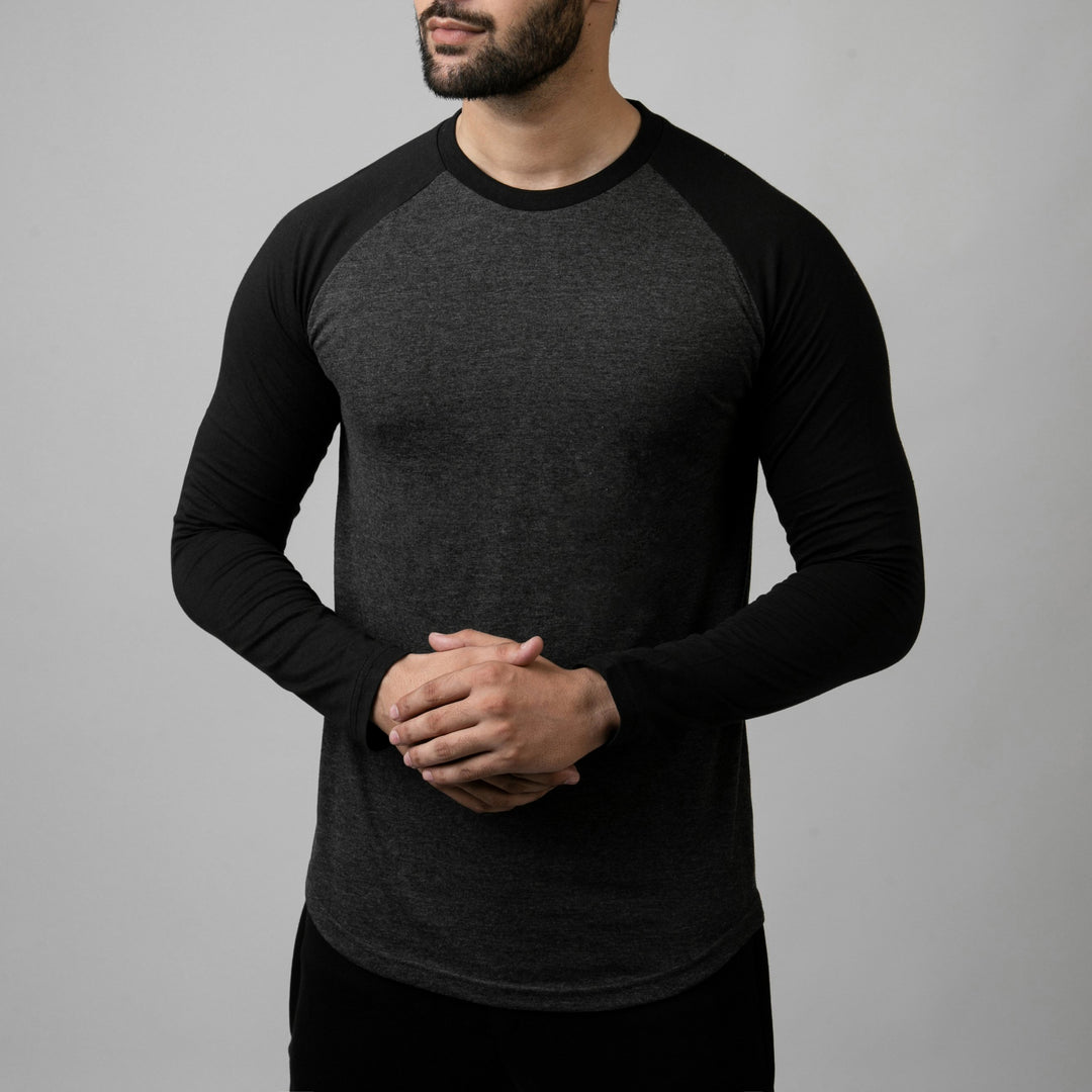 Charcoal & Black Raglan