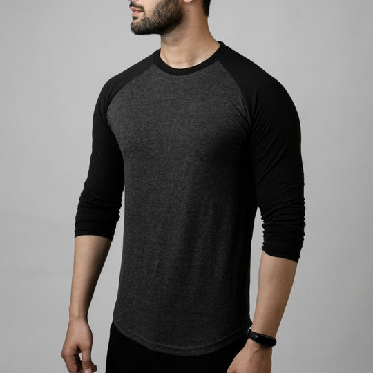 Charcoal & Black Raglan