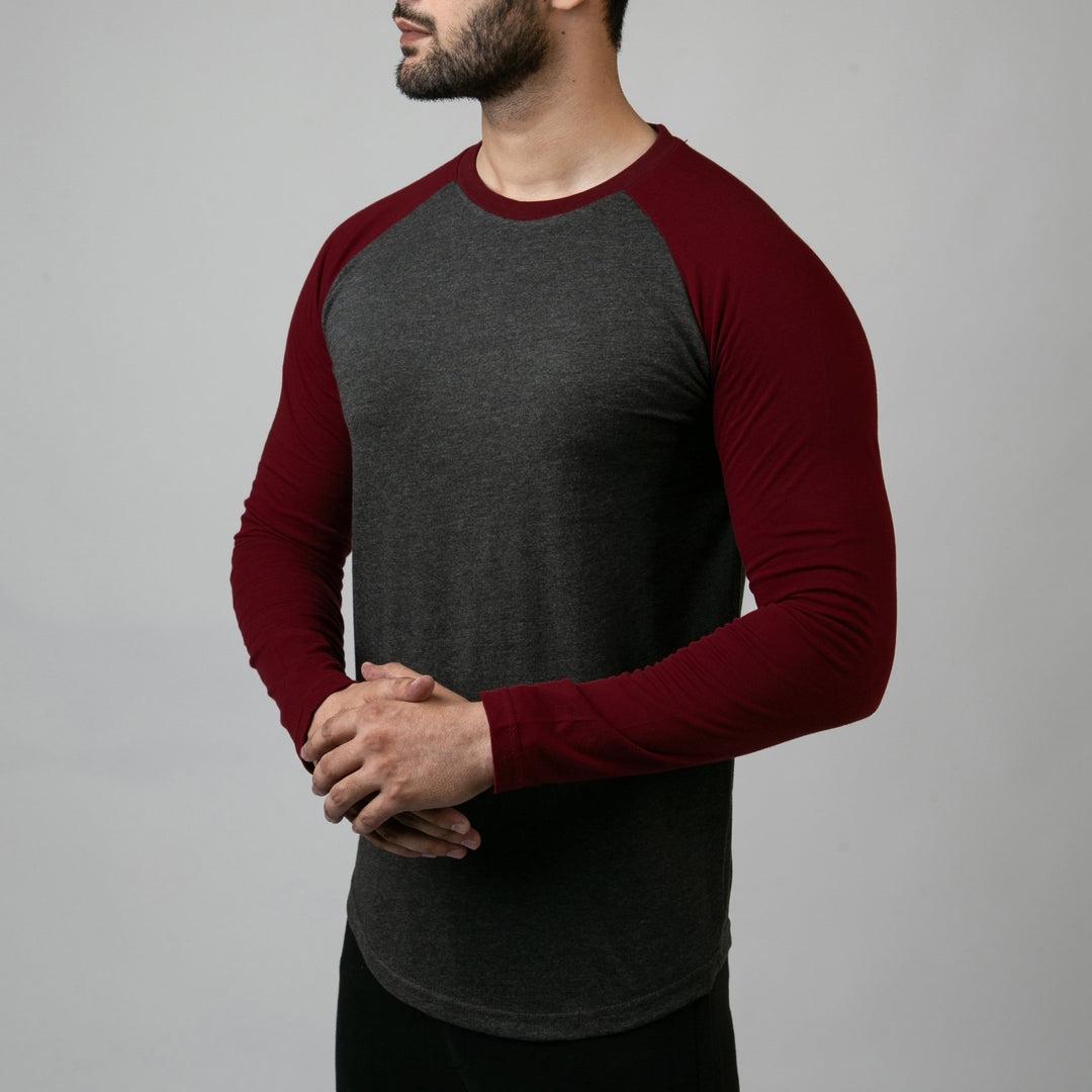 Charcoal & Maroon Raglan