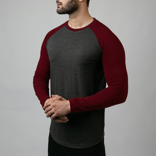 Charcoal & Maroon Raglan