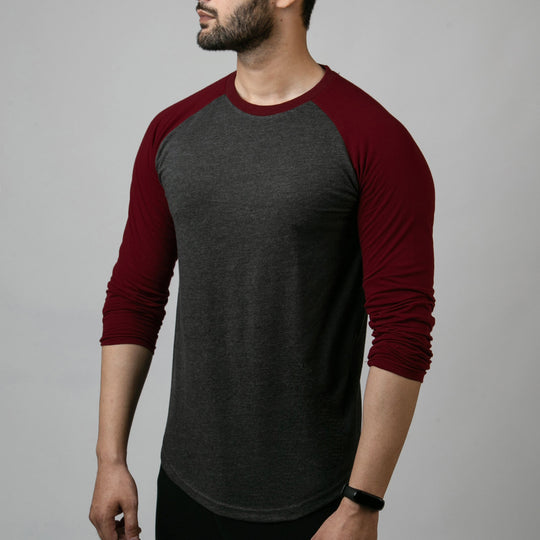 Charcoal & Maroon Raglan